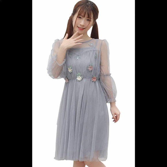 Japanese Lolita Dress . 2 piece set A-line Flowers Princess Party Dress - Picture 1 of 14